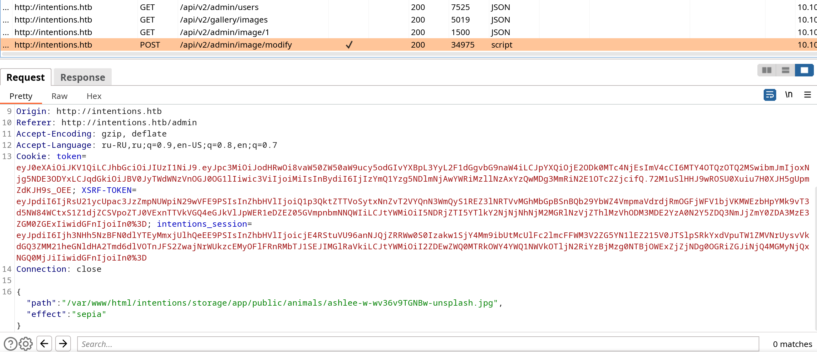 Запрос к API /api/v2/admin/image/modify