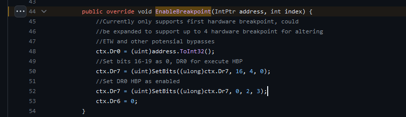 Функция EnableBreakpoint для х86