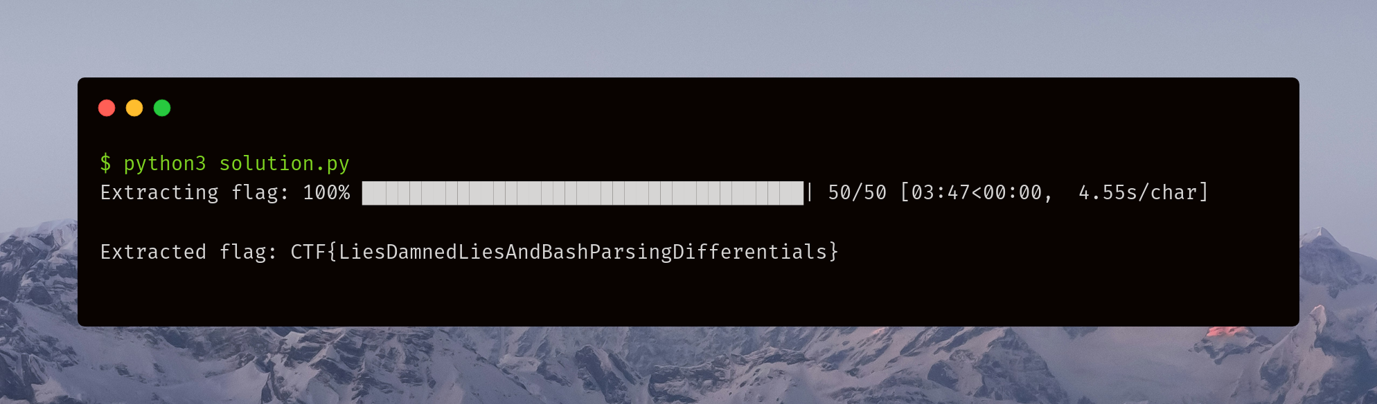 Output showing the flag