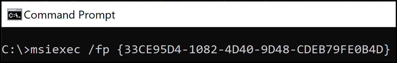 MSI repair installation product-code