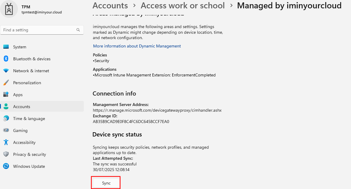 Triggering a manual sync