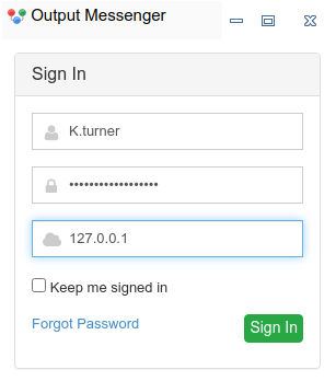 Авторизация Output Messenger