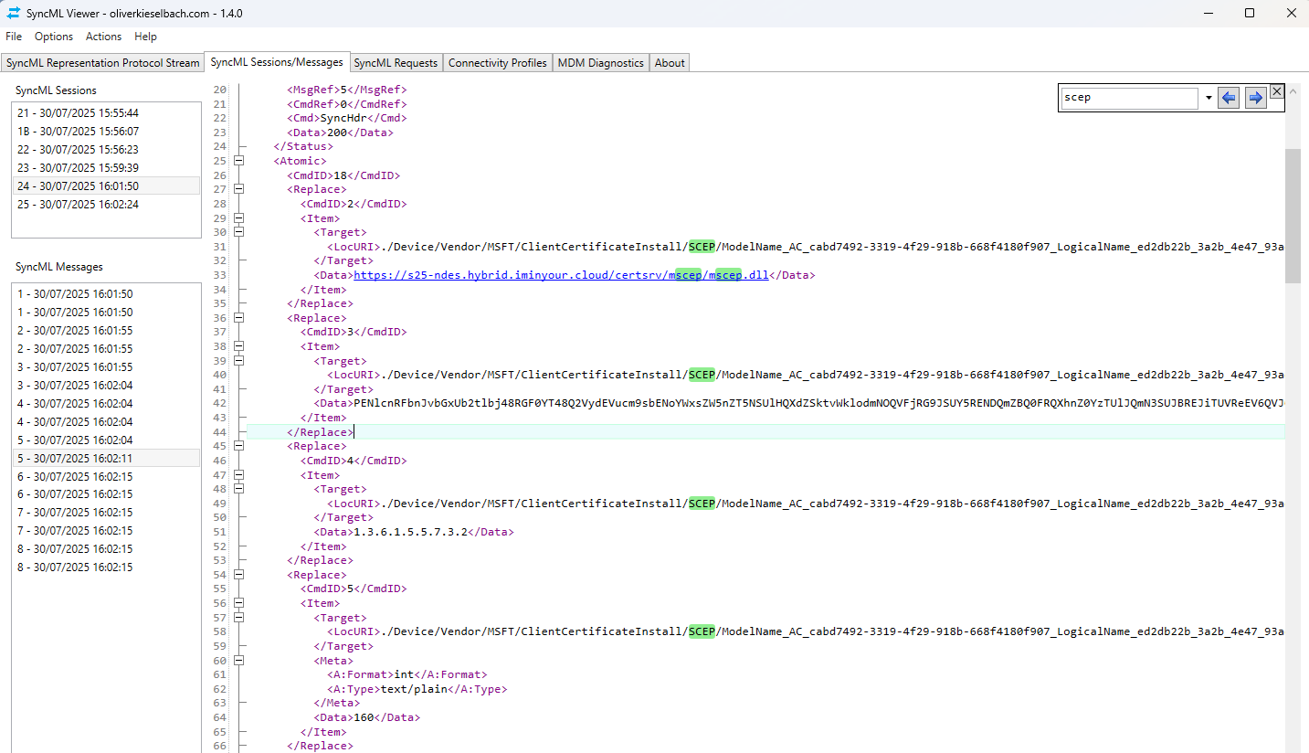 SCEP enrollment data