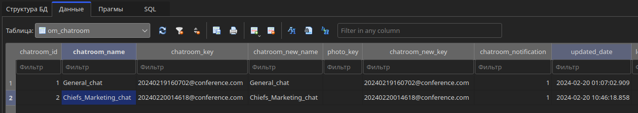 Содержимое таблицы om_chatroom