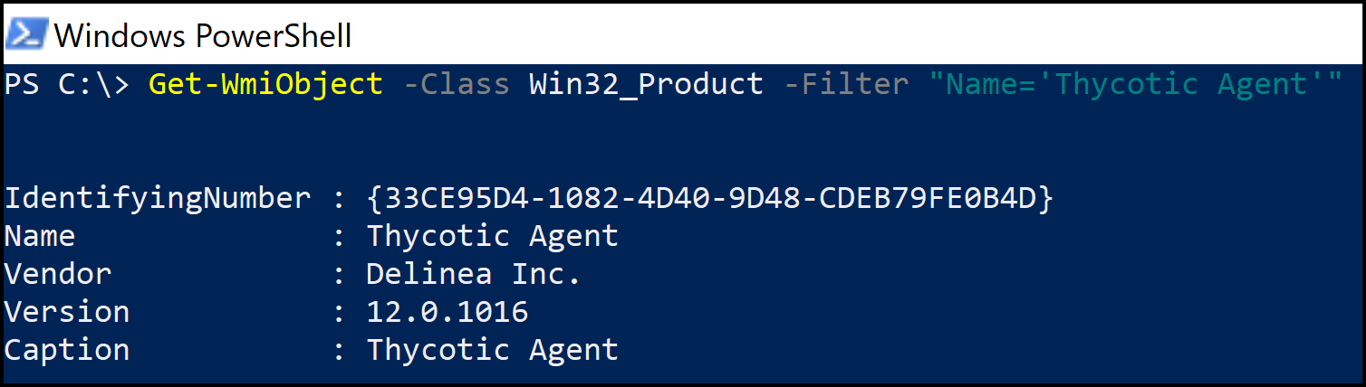 WMI get installation product code