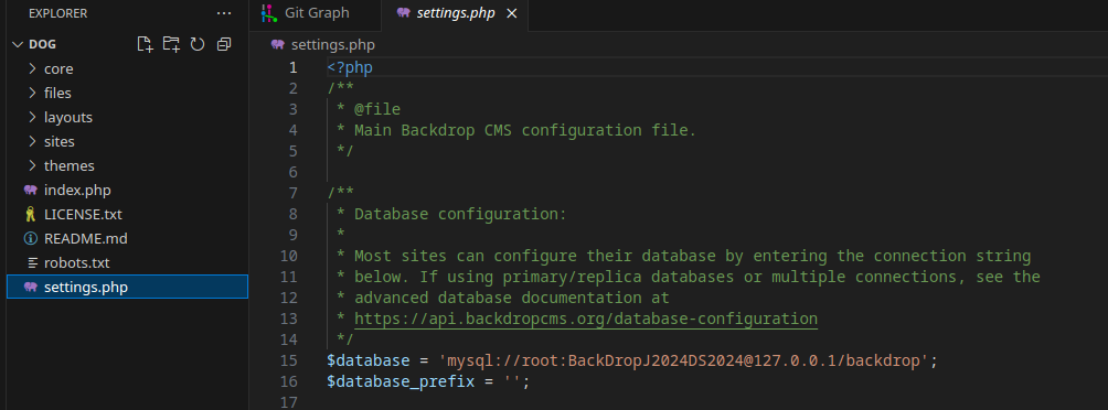 Содержимое файла settings.php