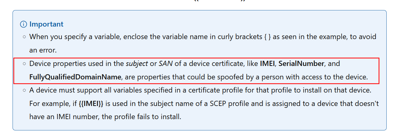 Warning against using these variables in the Microsoft documentation