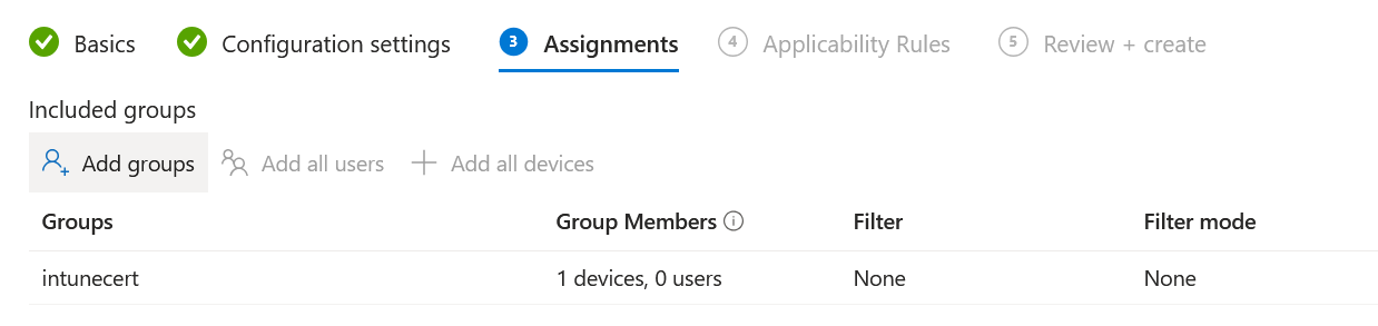 Intune profile scope