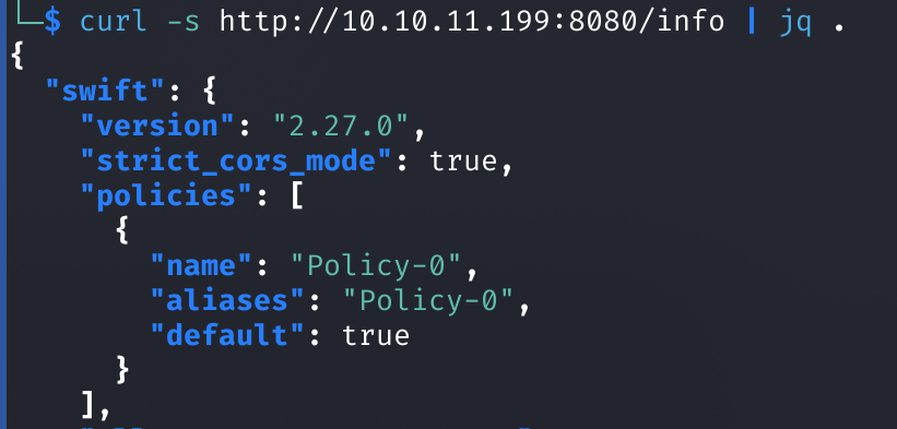 Информация о сервисе Swift OpenStack