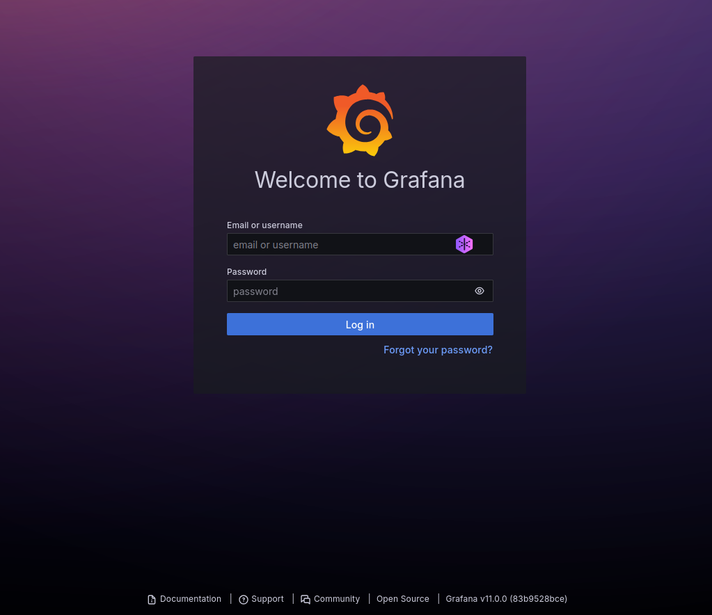 Страница авторизации Grafana Страница авторизации Grafana